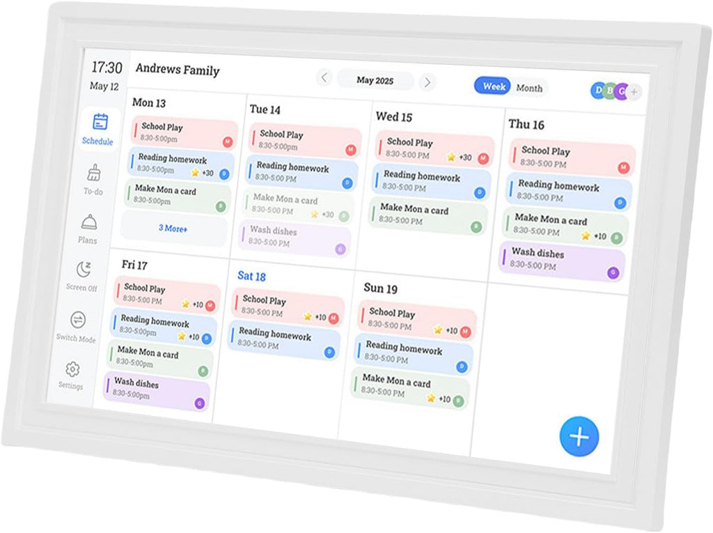 GOWENIC 15.6' Digital Calendar, Chore Chart Interactive Family Schedules, Wall/Desk Mountable, APP Control, WiFi Cloud Photo Frame (US Plug 100-240V)