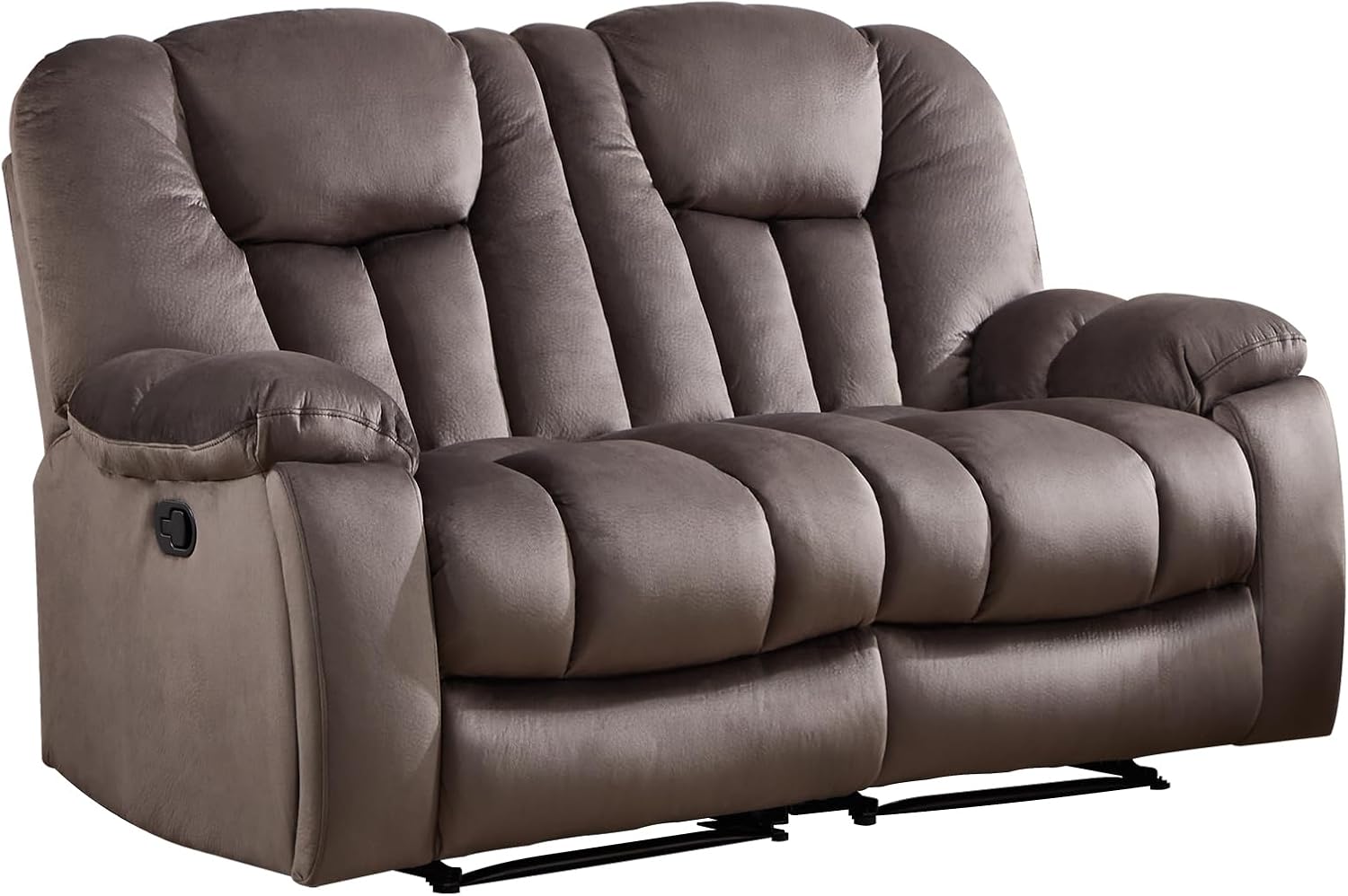 EBELLO Loveseat Recliner Sofa for Living Room, Extra Wide Modern Overstuffed 2 Seat Reclining Manual Sofa Chair, Daul Recliner with Hidden Armrest Cup Holders, Breathable Fabric, Brown