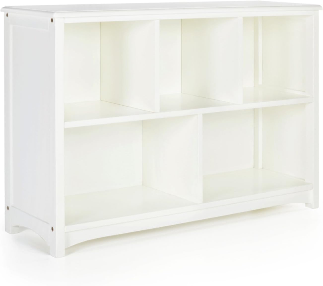 Guidecraft Classic White Bookshelf: Children's 5 Compartment Toy, Bin, Art, Clothes and Bookcase - Wooden Playroom and Bedroom Storage Furniture for Kids