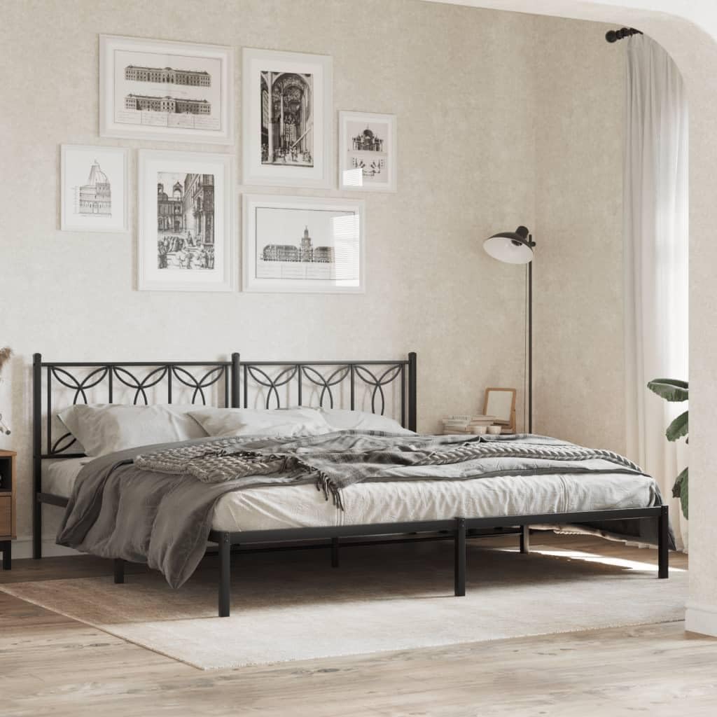 Modern Rectangular Full Bed Frame, Black Matte Steel Platform with Ample Under-Bed Storage, Durable Metal Slats for Mattress Support, Easy Assembly Bedroom Furniture Set