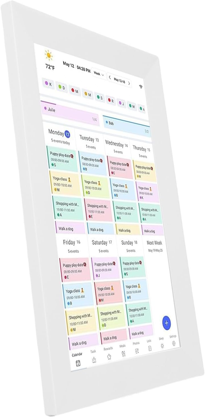 Pomya 10.1in Smart Digital Calendar, Wall Mounted WiFi Family Planner with Touchscreen Display for Home Organization, Compatible with Calendar (US Plug)