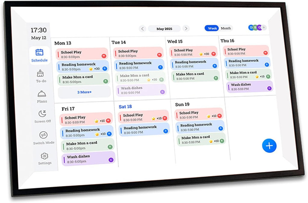 Digital Calendar 15.6-inch Family Planner with Full HD Touchscreen, Wall-Mountable Chore Chart for Home & Office, Compatible with US Plug, Frame