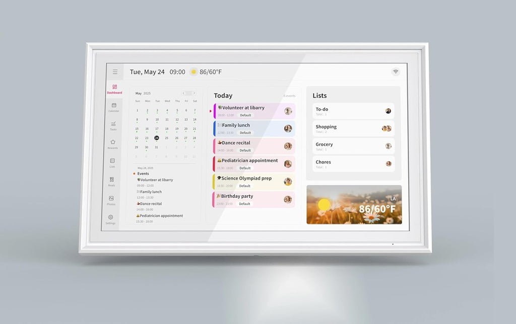 Airzeen Digital Calendar, Wall Planner Touchscreen Customize Dashboard, Smart Calendar for Schedules, Meal Planner Support App Store with Stand