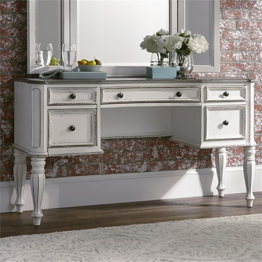 Liberty Furniture Industries Magnolia Manor Vanity Desk, W54 x D18 x H30, White