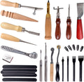 18-Piece Leather Craft Starter Kit with Hand Tools - DIY Leatherworking Hobby Set for Beginners