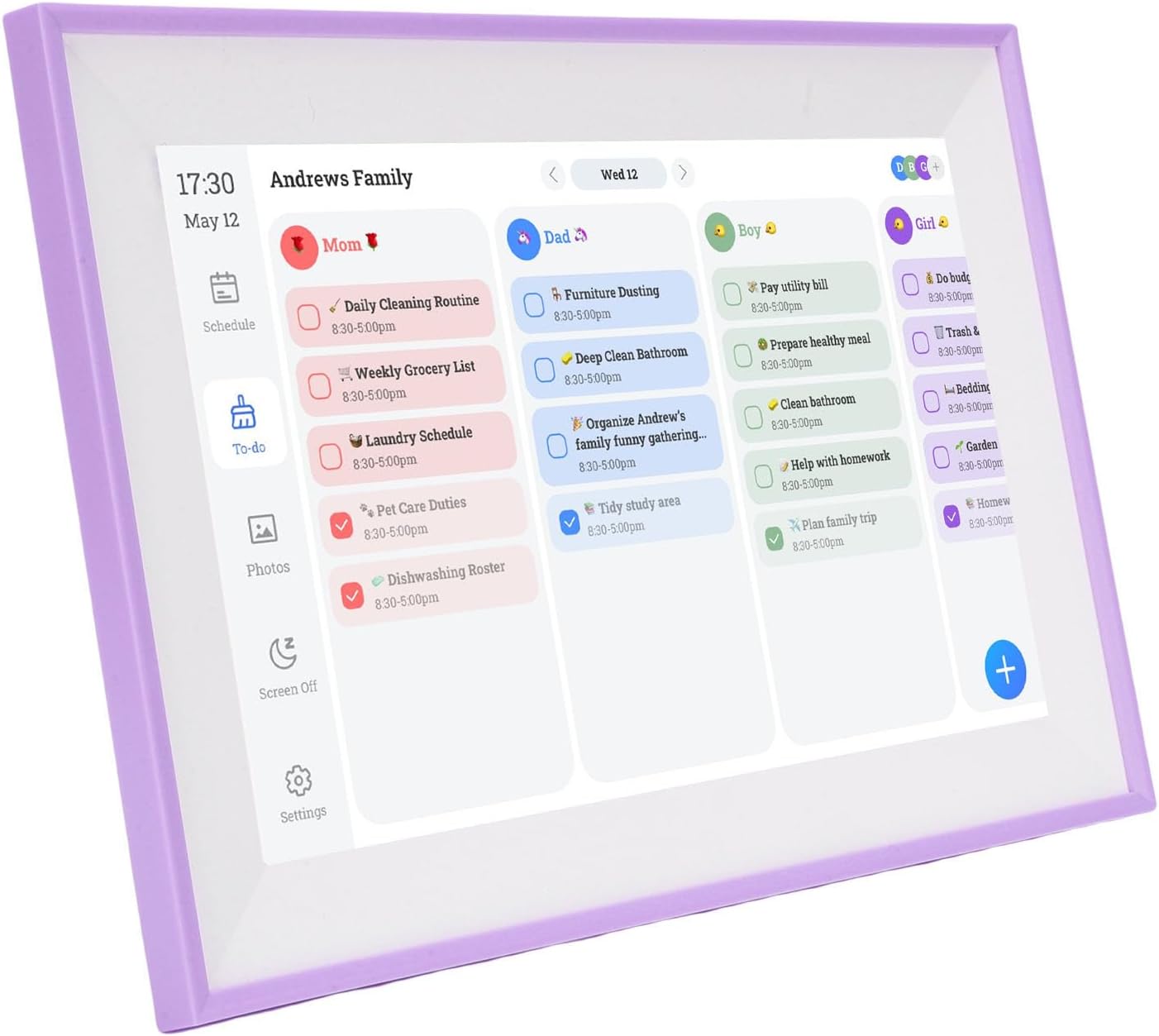 Focket Digital Calendar 10.1 Inch Smart Electronic Calendar with Chore Chart Meal Planner Wall Desk Mountable HD Touchscreen Family Schedule Organizer for Home Office