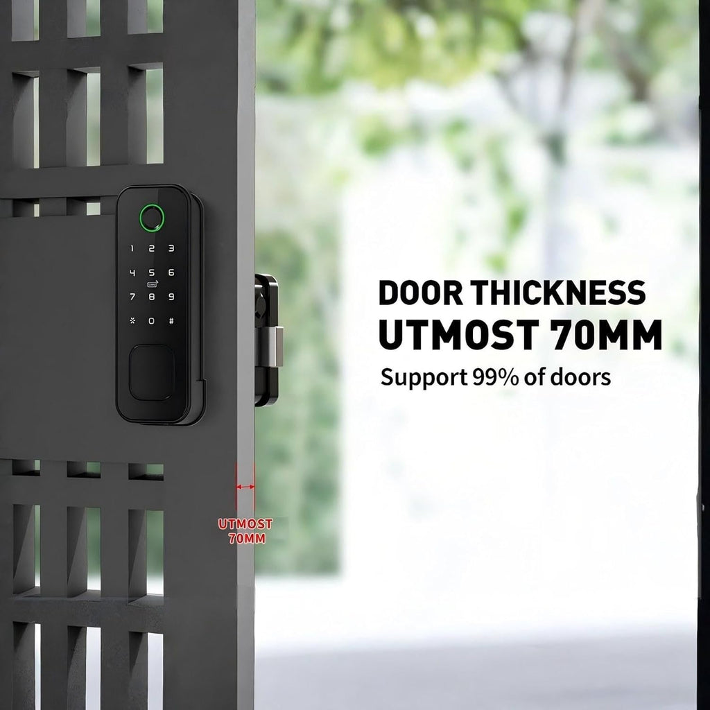IP66 WiFi Smart Lock,Dual Fingerprint&Card,5-in-1 Yard Gate Lock | IP66 Outdoor Waterproof Smart Lock - Dual-Side Fingerprint & Card Entry - 5-in-1 Garden/Yard Gate Lock with WiFi Tuya App