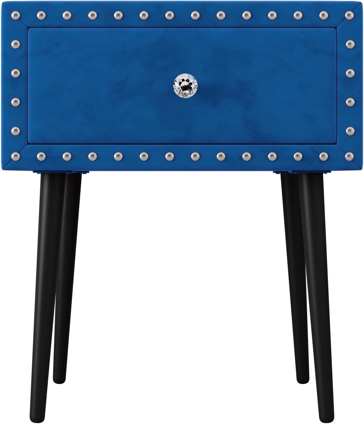 Full of Luxury 4-Pieces Bedroom Sets Queen Size Upholstered Bed Frame with Rivet Design,2 Nightstands and A Tufted Storage Ottoman for Girls,Boys,Kids,Teens, Adults (Blue-@A)