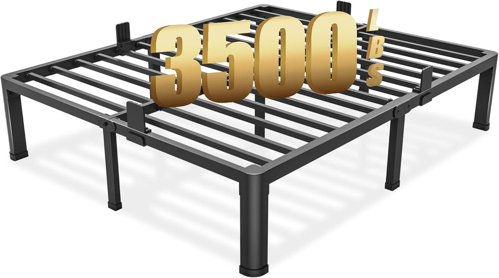 Yitong Angel 14 inch King Size Bed Frame with Round Corner Legs Mattress Slide Stopper,3500 lbs Heavy Duty Metal Platform,Steel Slat Support,No Box Spring Needed,Easy Assembly,Noise Free