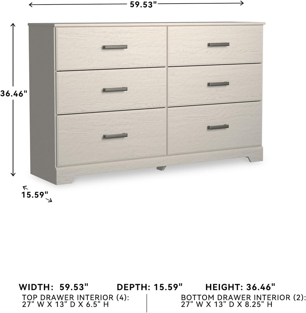 Signature Design by Ashley Stelsie Modern Scandinavian 6 Drawer Dresser, Whitewash