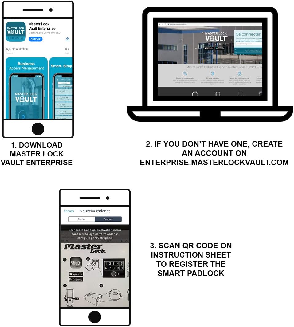 Master Lock 4401EURLHENT Professional Bluetooth Smart Padlock [Bluetooth Compatible with Smartphones] [Long Shackle] [Weatherproof]