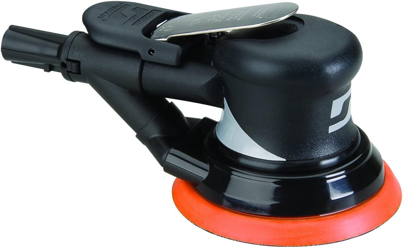 Dynabrade (56818) Dynorbital Supreme 5' (127 mm) Diameter Random Orbital Sander, Self-Generated Vacuum | Proportionate 3/16' (5 mm) Diameter Orbit | 12000 RPM Pneumatic Motor