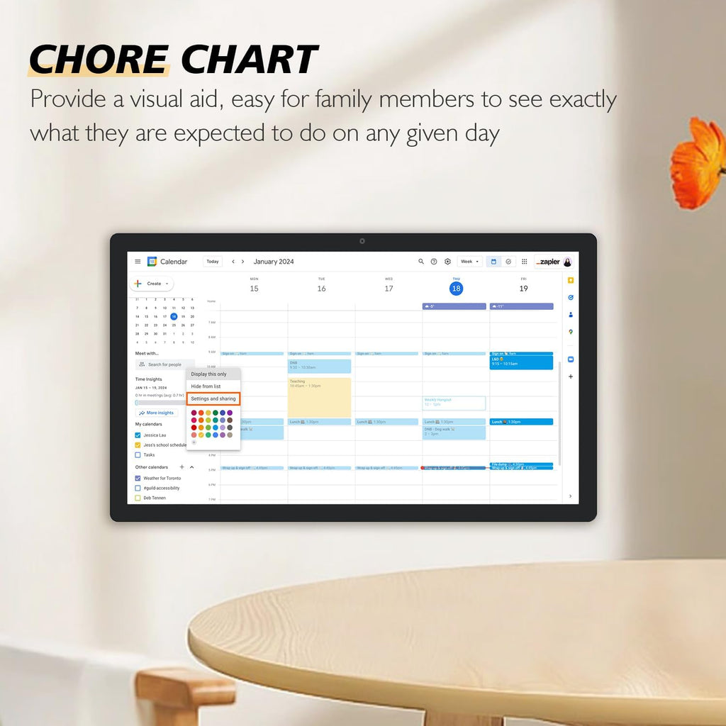 27 inches Touchscreen Digital Calendar & Wall Planners, Smart Whiteboard Calendar for Chore Chart & Work Schedule, Built in Speakers and Camera, Include Wall Mount & Desk Stand