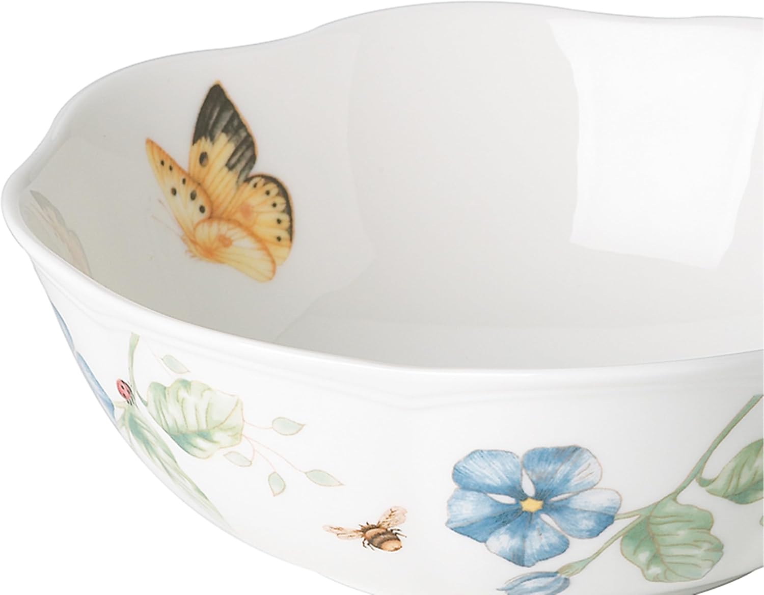 Lenox Dinnerware Sets, Butterfly Meadow 4-Piece All-Purpose Bowls Set, 20 Oz Capacity, 2.3 x 6.25-Inch, Service For 4, Porcelain Bowls, Microwave And Dishwasher Safe, Dishes (White, 4 Pieces)