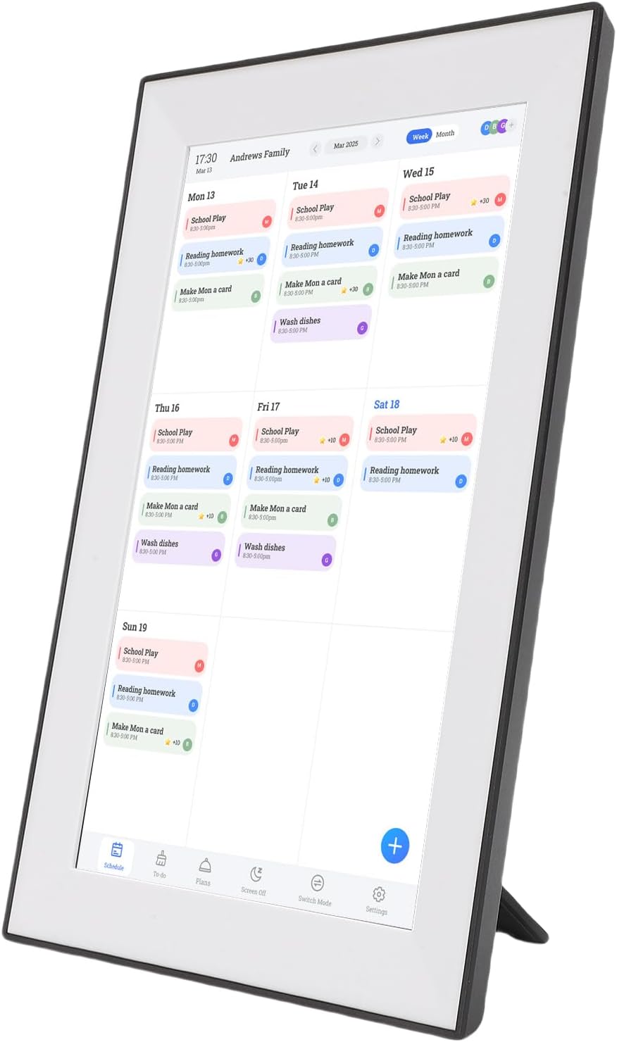 10.1 Inch Smart Digital Calendar, Touchscreen Family Planner with Auto Sync, Wall Mountable Desk Organizer for Meal Planning Chore Chart (US Plug)
