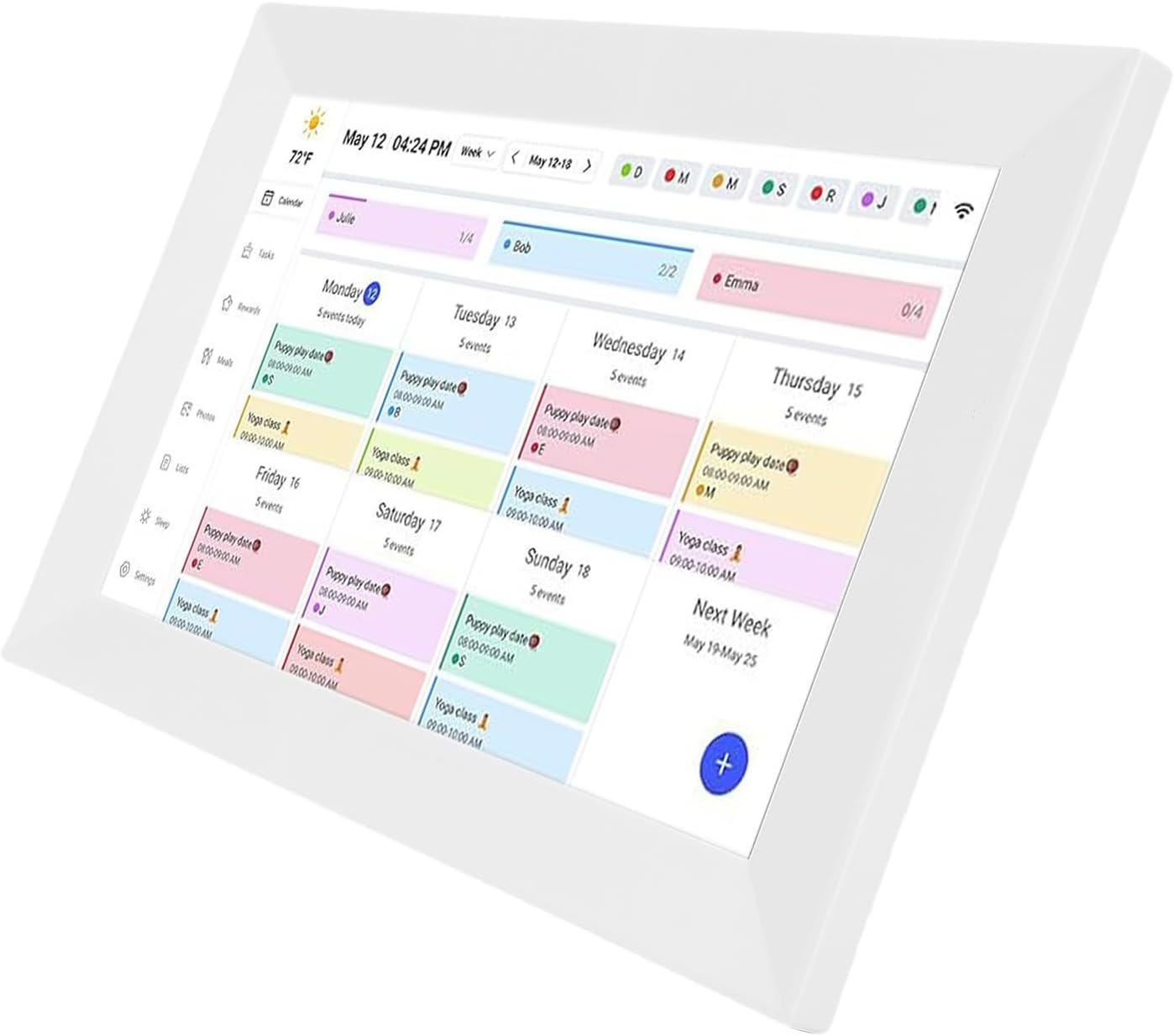 Pomya 10.1in Smart Digital Calendar, Wall Mounted WiFi Family Planner with Touchscreen Display for Home Organization, Compatible with Calendar (US Plug)