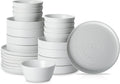Stone Lain Elica 24-Piece Modern Dinnerware Set Stoneware, Plates and Bowl Sets for 8, White