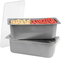 Restaurantware 5 Quart Ice Cream Tub, 100 Count, 5.28 Liter Capacity, Plastic Dessert Container, Rectangular Food Storage Box, Stackable Clear Lid, Gray