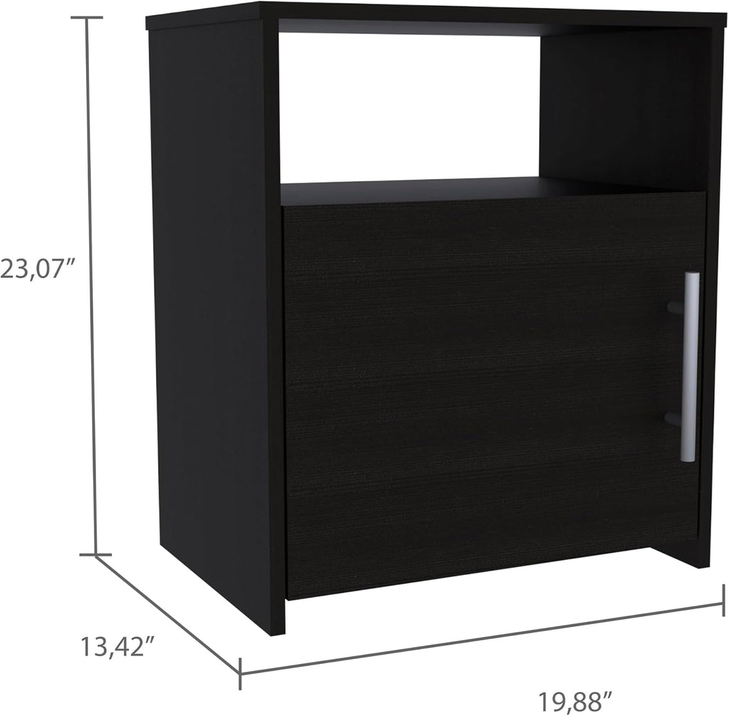 3-Piece Bedroom Set with Wardrobe & 2 Nightstands, Easy Assembly Tool-Free Design with Interlocking System, Black Storage Furniture for Small Spaces