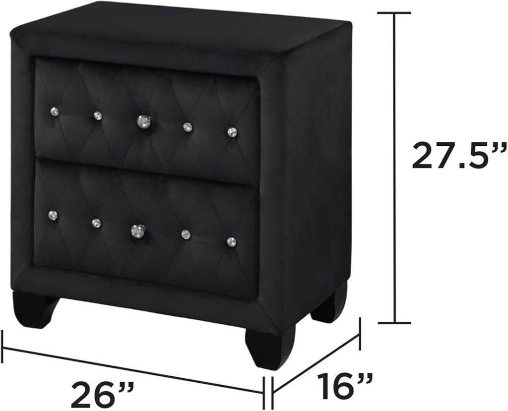 Full 4 Pc Upholstery Bedroom Set Made with Wood in Black