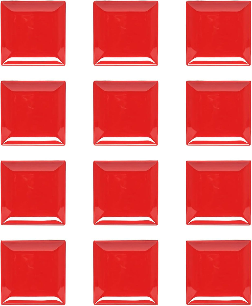 TrueCraftware- 7-1/4' x 7-1/4' Square Plate Classic Pure Red Dinnerware Melamine Set of 12- Dishwasher Safe Reusable Dinner Plates Durable Lightweight Dinnerware for Dinner Dishes