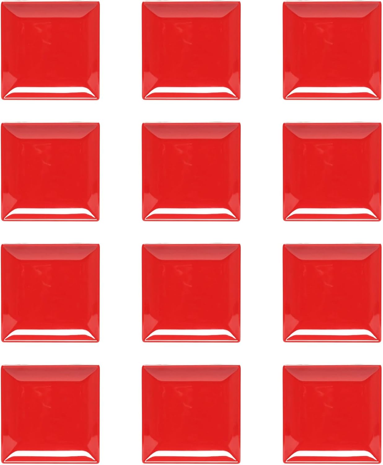 TrueCraftware- 7-1/4' x 7-1/4' Square Plate Classic Pure Red Dinnerware Melamine Set of 12- Dishwasher Safe Reusable Dinner Plates Durable Lightweight Dinnerware for Dinner Dishes