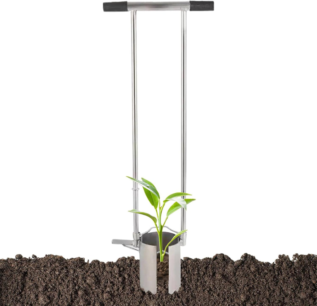 Gardening Plant Transplanter – Long Handled Planter, Bulb Planting Tool, Heavy Duty Manual Weeder with Comfortable Handle | Practical Vegetable Flower Garden Lawn Planting Maintenance Use