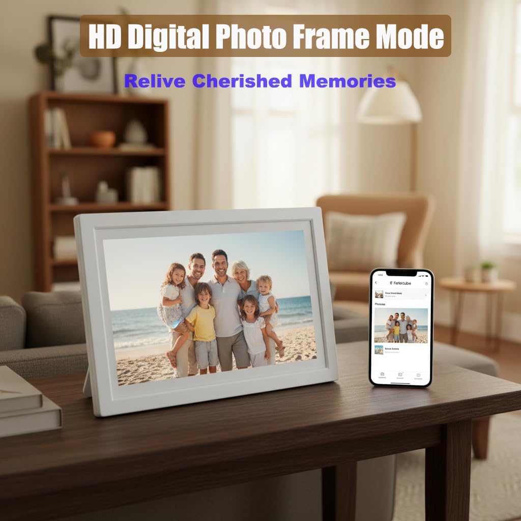 MMQ 10.1 Inch Digital Calendar and Picture Frame 2-in-1, 1080 IPS HD Touch Screen, 32GB, Wall/Desk Mount, WiFi App Sharing, to-Do List, Meal Planner and Photo Frame for Women, Mom, Home, Office