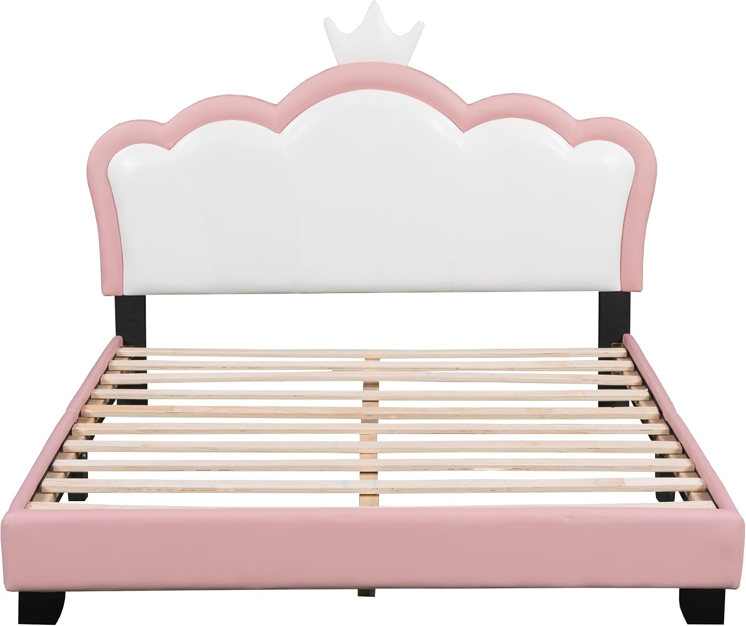 Full Size Upholstered Rabbit-Shape Princess Bed,with Headboard and Footboard Frames Platform Bed for Girls Boy Teen Full Bed Frames for Kids Bedroom Atmosphere Easy to Assemble (Pink, Full)
