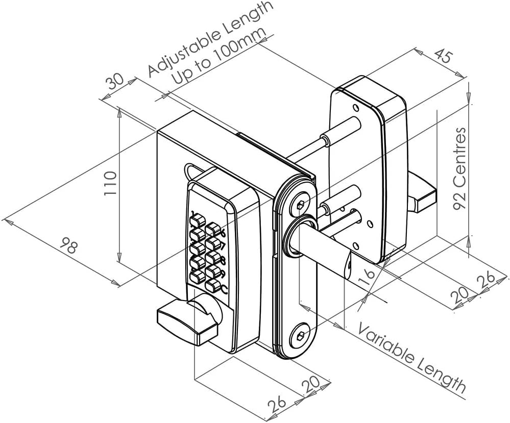 Gatemaster Digital Lock for Wooden Gates Double RH