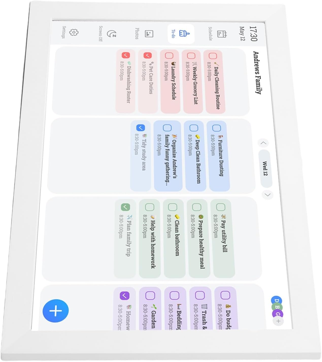 Focket Digital Calendar, 10.1 Inch Touchscreen Wall Planner Chore Chart Digital Photo Frame Smart Family Organizer with WiFi Sync for Home Family Event Planning