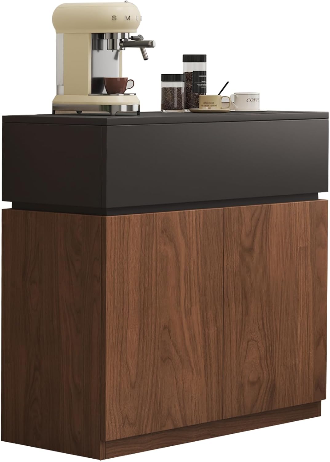 Mid-Century Modern Buffet Cabinet Sideboard with Storage, 31.5' Credenza with Drawers & Doors, Adjustable Shelves & Thickened Back Panel, Coffee Bar Console Table for Dining Room Living Room Kitchen