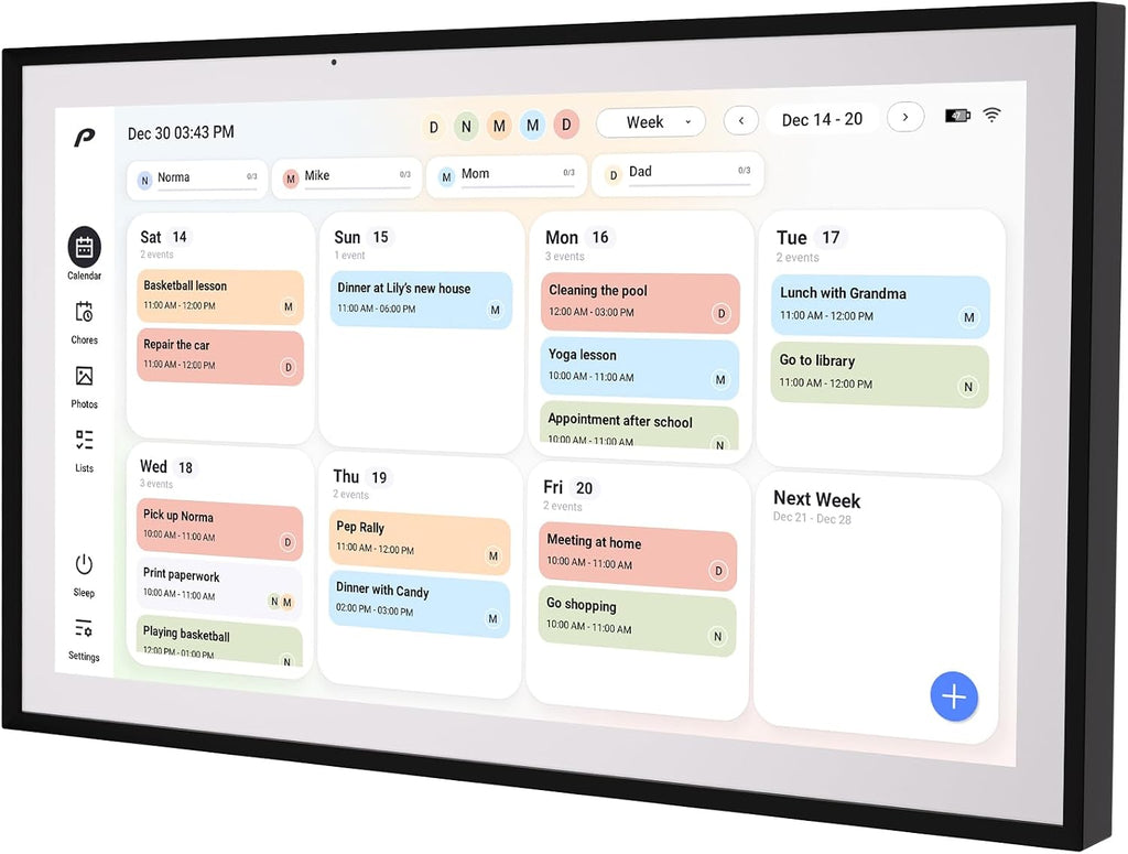 Pronext Calendar, 15.6 inch Digital Calendar & Chore Chart, Rechargeable Full HD Touchscreen Display, Portable Smart Family Organizer, Event Planner, Perfect for Family Schedules - Wall Mount Included