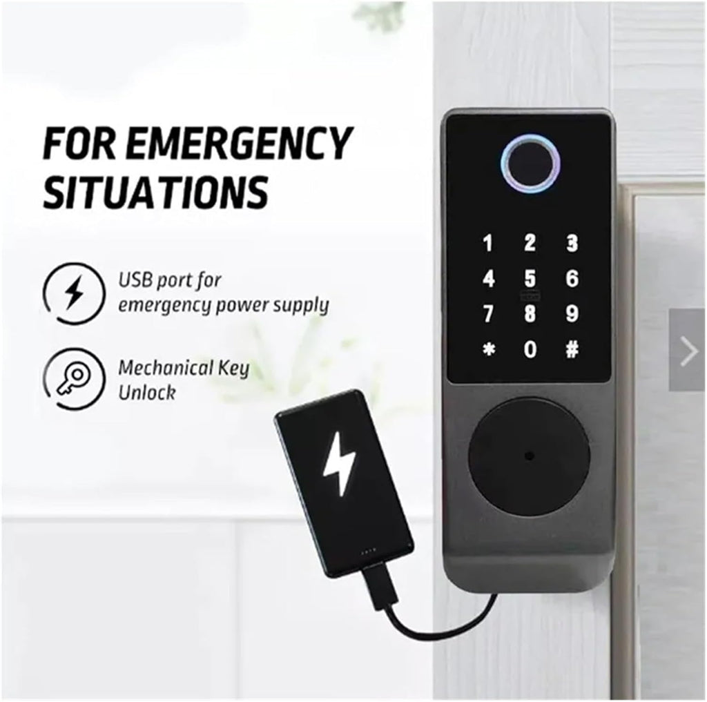 Waterproof Tuya Smart Lock WiFi Double Side Fingerprint Lock Outdoor Gate Digital Password Remote App Home Electronic Rim Lock (Color : Tuya(Double Code))