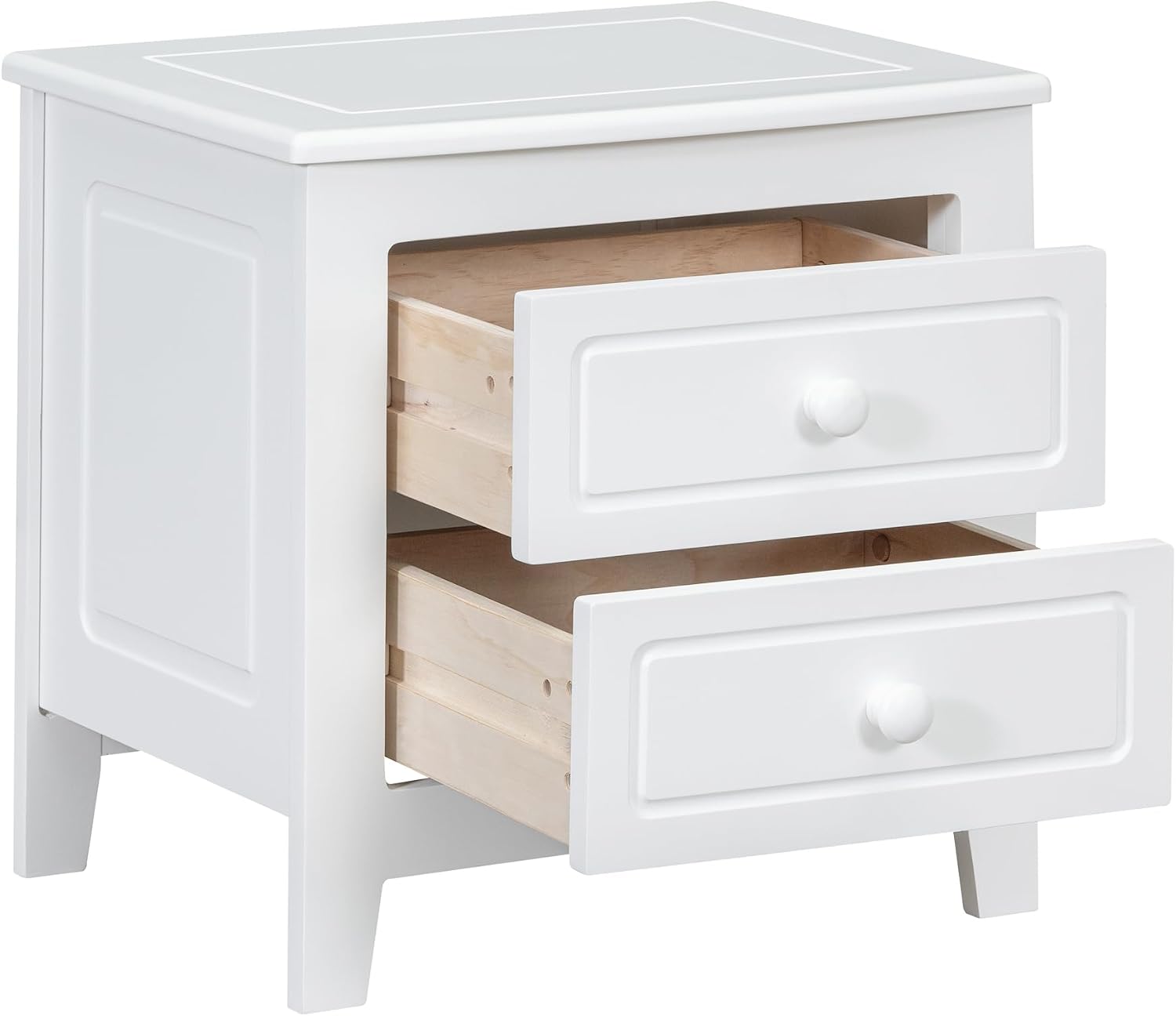 Retro 3-Pieces Bedroom Sets, Queen Size Wood Platform Bed and Two Nightstands, Mattress Foundation, Strong Wood Slat Support, Platform Bed with Headboard for Bedroom (White, Queen Bedroom Sets, 3)