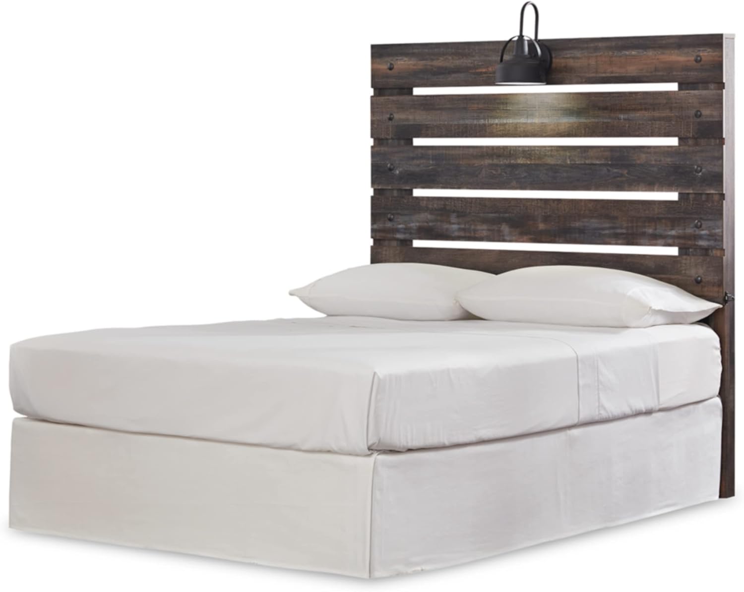 Signature Design by Ashley Drystan Rustic Panel Headboard ONLY with USB Charging Stations, Full, Brown