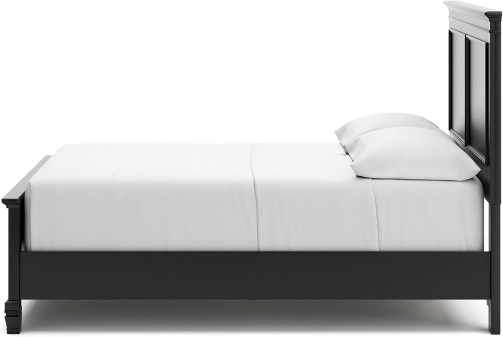 Signature Design by Ashley Lanolee Transitional Full Panel Bed with Tapered Feet, Foundation or Box Spring Needed, Black