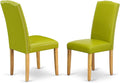 Ergode MZEN5-OAK-51 5-Piece Modern Oak Dinette Set with Extendable Table and Autumn Green PU Leather Chairs