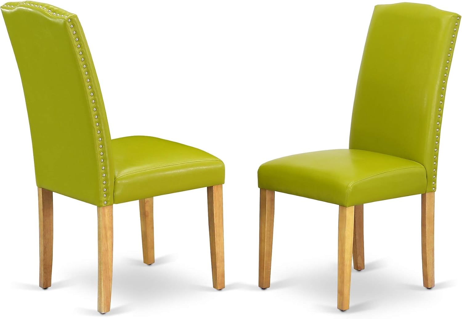 Ergode MZEN5-OAK-51 5-Piece Modern Oak Dinette Set with Extendable Table and Autumn Green PU Leather Chairs
