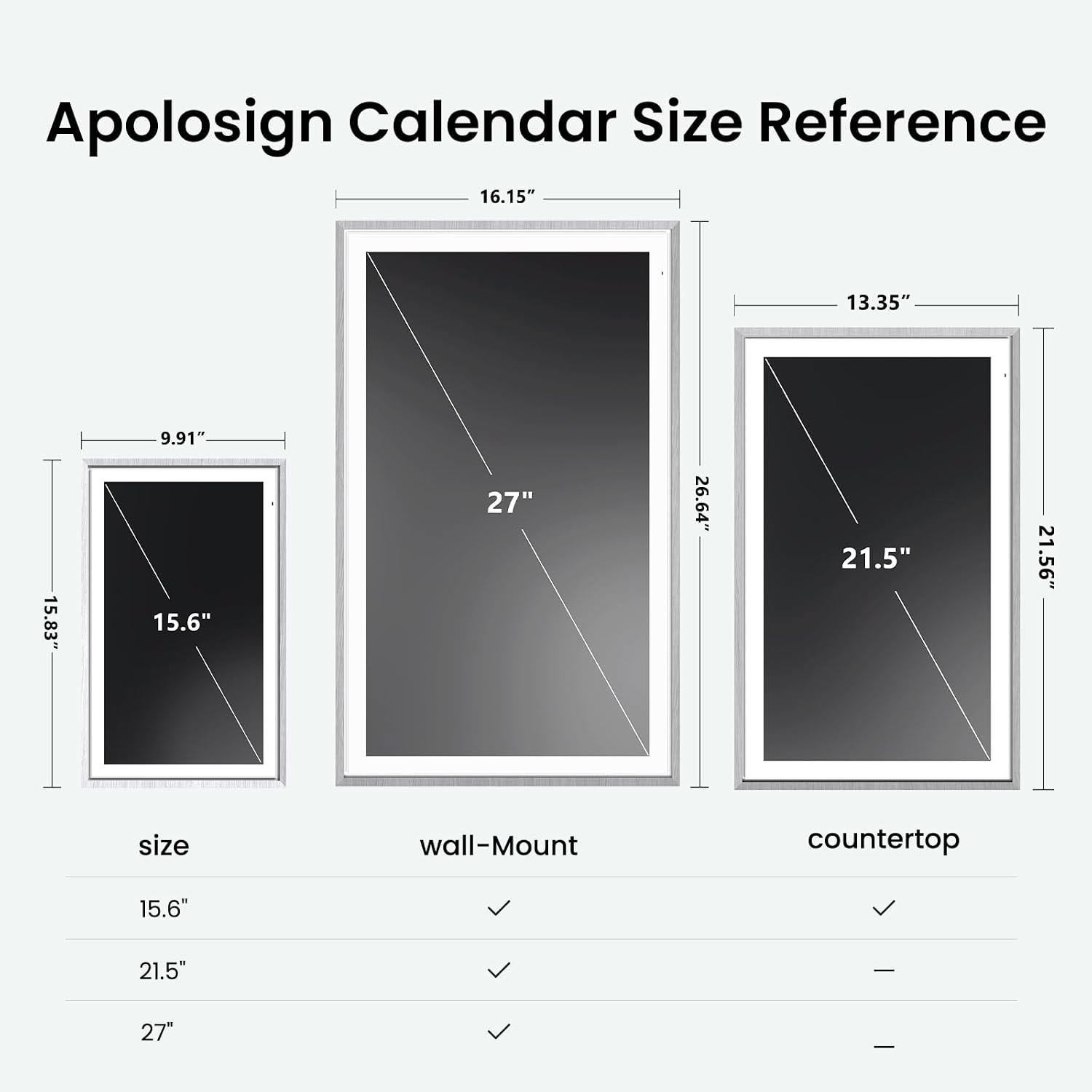 Apolosign 27-inch Digital Calendar & Smart Family Wall Planner, No Subscription, Shared Touchscreen Display with Calendar Sync, Chore Charts & Family Scheduling Hub, Wall Mount Included (Gray)