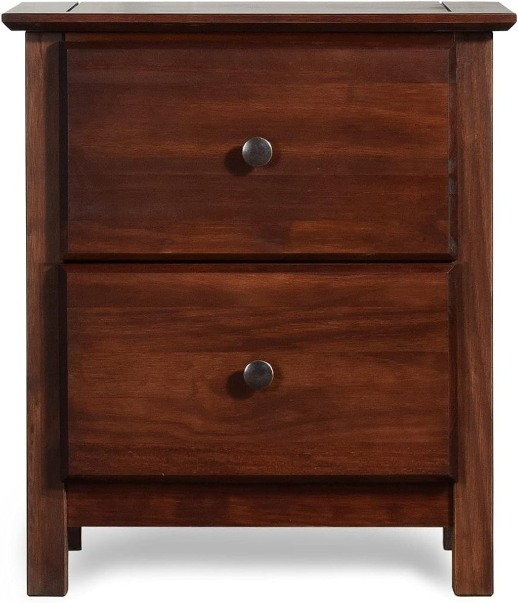 Grain Wood Furniture Shaker 2-Drawer Bedside Nightstand, Solid Wood with Cherry Finish