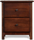 Grain Wood Furniture Shaker 2-Drawer Bedside Nightstand, Solid Wood with Cherry Finish