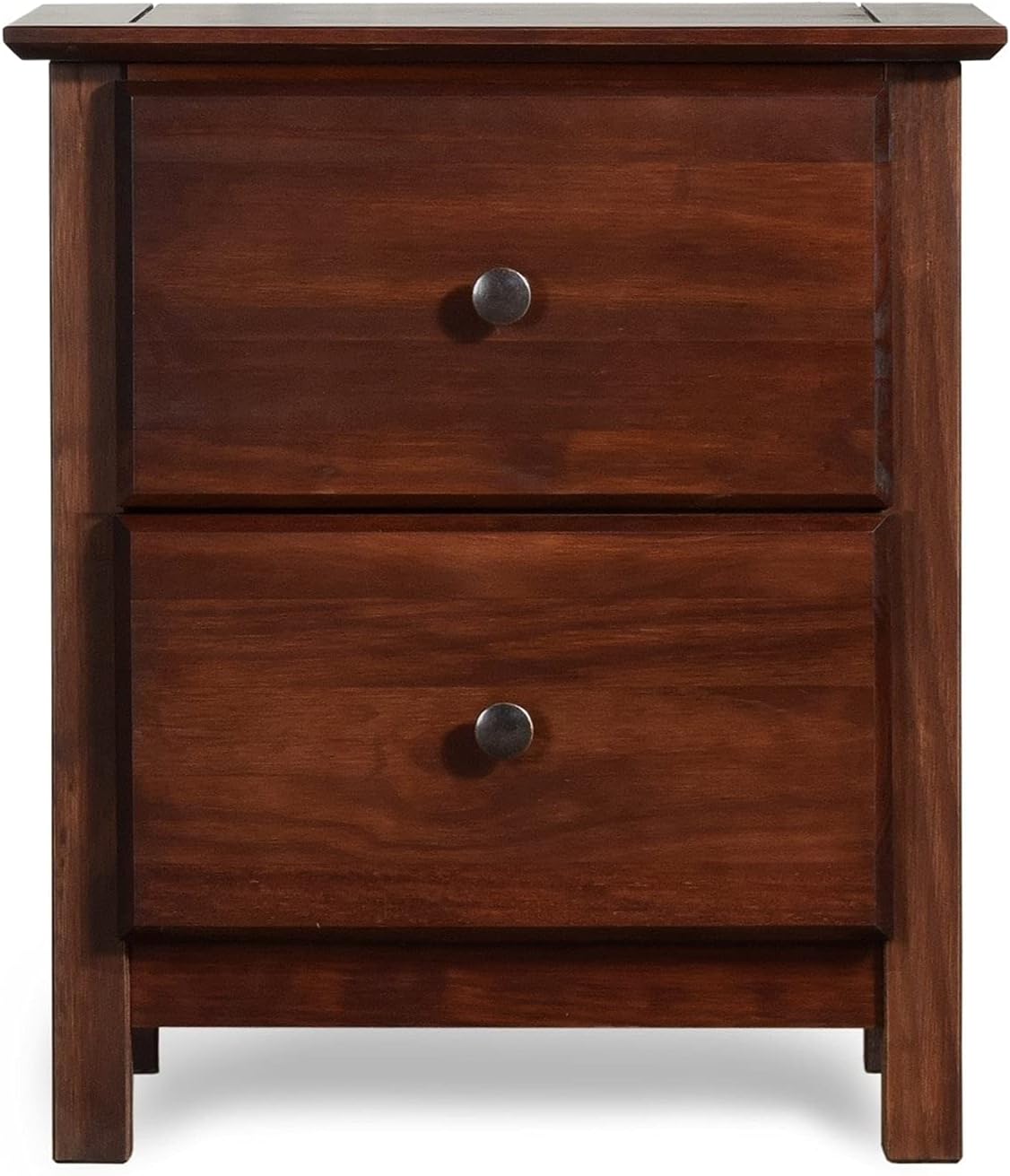 Grain Wood Furniture Shaker 2-Drawer Bedside Nightstand, Solid Wood with Cherry Finish