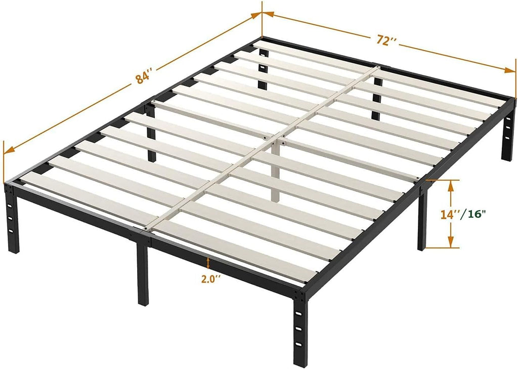 ZIYOO California King Bed Frame 16 Inch High 3' Wooden Slats Platform,3500lbs Heavy Duty Support,No Box Spring Needed Mattress Foundation, Quiet Noise Free, Easy Assembly