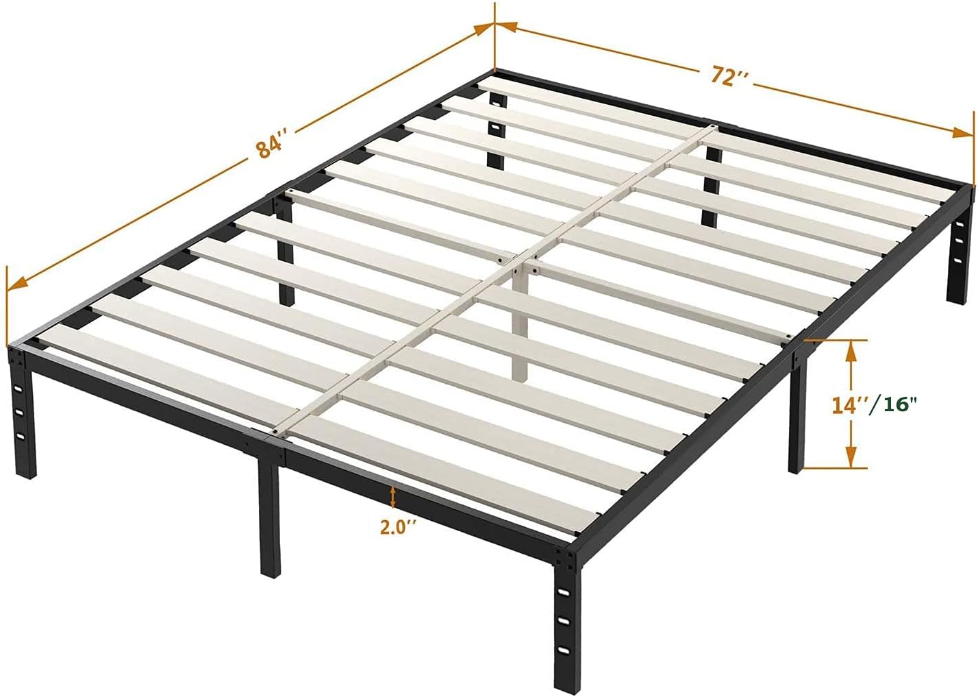 ZIYOO California King Bed Frame 16 Inch High 3' Wooden Slats Platform,3500lbs Heavy Duty Support,No Box Spring Needed Mattress Foundation, Quiet Noise Free, Easy Assembly