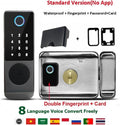 Tuya Smart Lock Waterproof IC Card Remote Control Digital Keypad Electronic Outdoor WiFi Fingerprint Lock for Home Garden Gate(Double NO APP A)