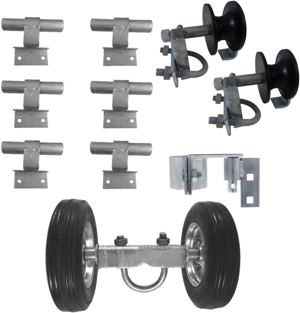 Chain Link Rolling Gate Kit - Wall Mounted - Nylon Rollers - 6' Rut Roller