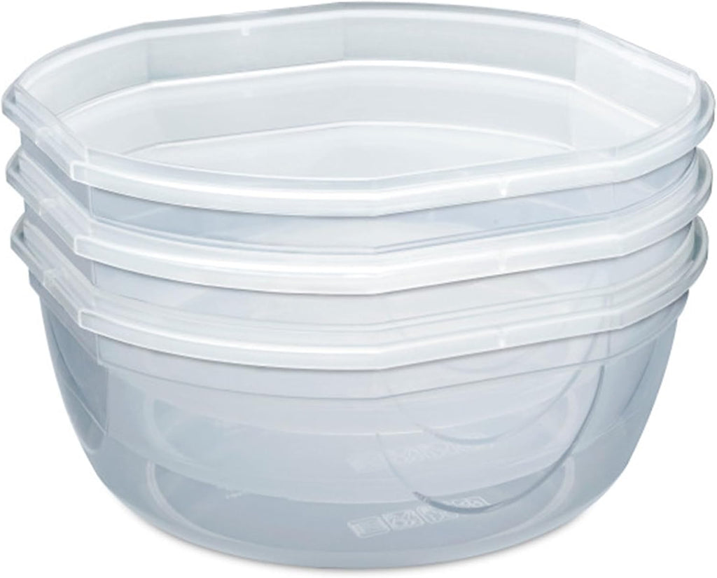 Sterilite Ultra-Seal 8.1 Qt Bowl, Large Airtight Food Storage Container, Latching Lid, Microwave and Dishwasher Safe, Clear With Red Gasket, 8-Pack