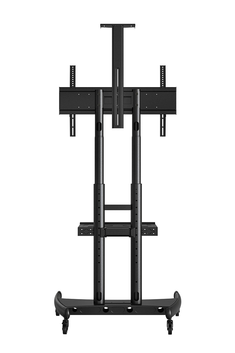 LUXOR FP4000 Adjustable-Height Large-Capacity LCD TV Stand, 25 lbs, Stand 39.25'W x 28.25'D x 48' to 65'H in 2' increments, Shelf 19.625'W x 11'D, Four 3' Casters, All with Locking Brakes