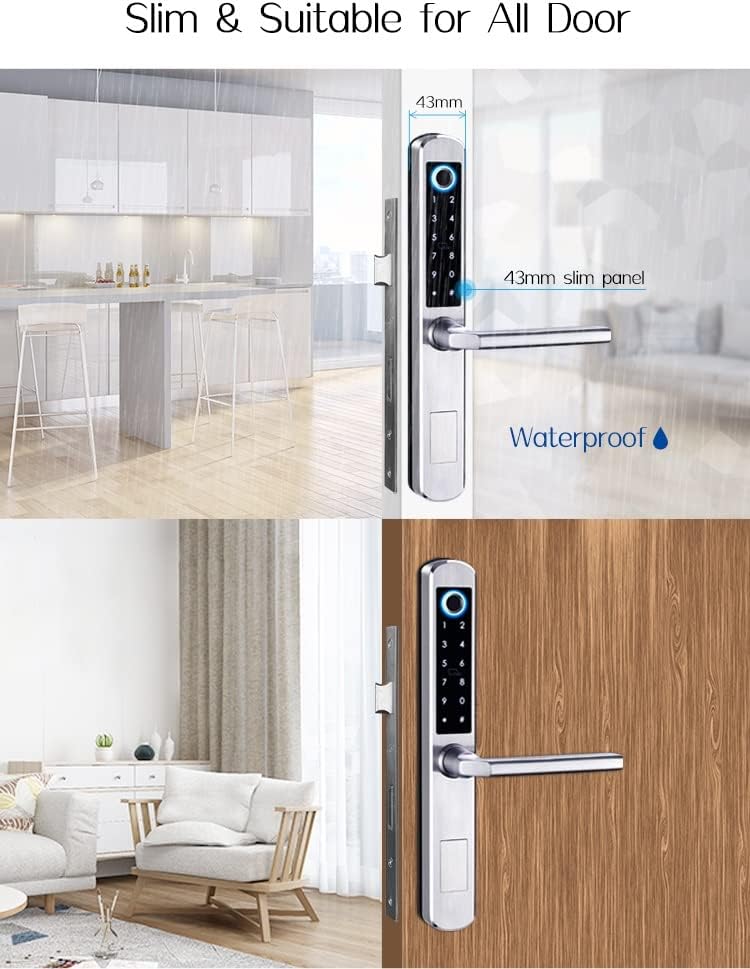Waterproof Outdoor Gate Lock Fingerprint APP Code Keyless Smart Electronic Door for Aluminum Door/Iron